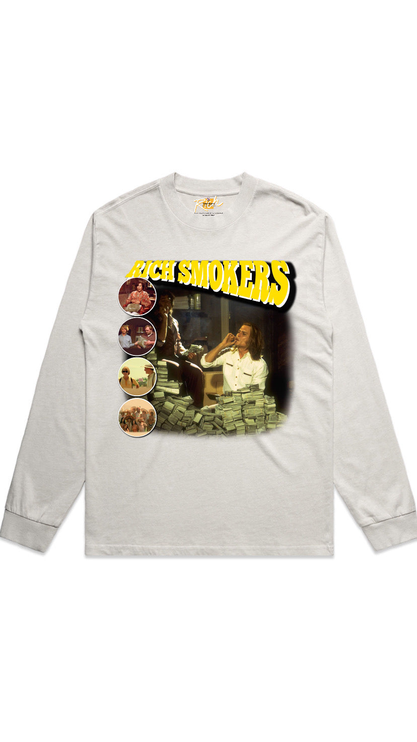 Blow Rich Smokers graphic Vintage ivory long sleeve t-shirt