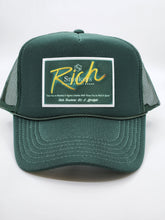 Load image into Gallery viewer, Hunter Green with Hunter Green Patch- 5 Panel High Crown RS Trucker Hat
