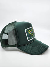 Load image into Gallery viewer, Hunter Green with Hunter Green Patch- 5 Panel High Crown RS Trucker Hat
