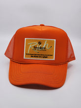 Load image into Gallery viewer, Burnt Orange with Gold Patch - 5 Panel High Crown RS Trucker Hat
