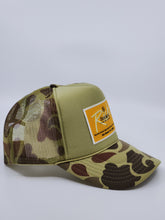 Load image into Gallery viewer, Bape Camo &amp; Olive Green with Gold Patch - 5 Panel High Crown RS Truscker Hat
