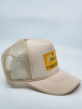 Load image into Gallery viewer, Bone Tan with Gold Patch - 5 Panel High Crown RS Trucker Hat
