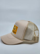 Load image into Gallery viewer, Bone Tan with Gold Patch - 5 Panel High Crown RS Trucker Hat
