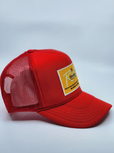 Load image into Gallery viewer, Red with Gold Patch - 5 Panel High Crown RS Trucker Hat
