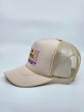 Load image into Gallery viewer, Bone Tan with Pink Patch - 5 Panel High Crown RS Trucker Hat
