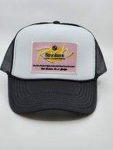 Load image into Gallery viewer, Black &amp; White with Pink Patch - 5 Panel High Crown RS Trucker Hat
