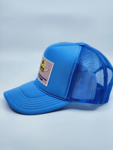 Load image into Gallery viewer, Neon Blue with Pink Patch - 5 Panel High Crown RS Trucker Hat
