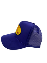 Load image into Gallery viewer, Purple with Celebration Logo - 5 Panel High Crown Trucker Hat
