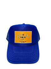 Load image into Gallery viewer, Royal Blue with Gold RichBox Logo- 5 Panel High Crown Trucker Hat
