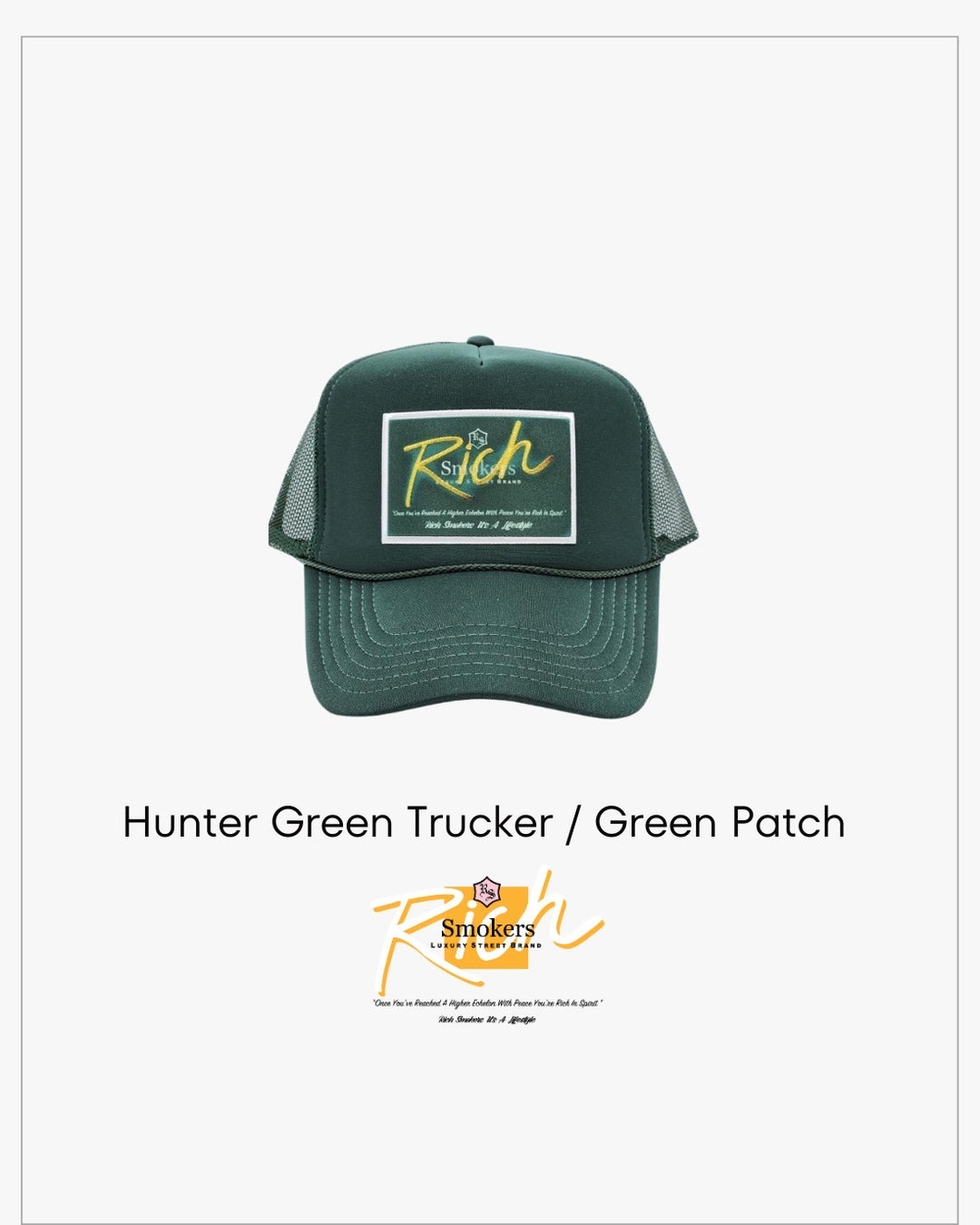 Hunter Green with Hunter Green Patch- 5 Panel High Crown RS Trucker Hat