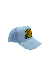 Load image into Gallery viewer, White with Celebration Logo- 5 Panel High Crown Trucker Hat
