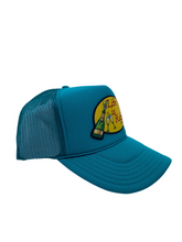 Load image into Gallery viewer, Jade with Celebration Logo- 5 Panel High Crown Trucker Hat
