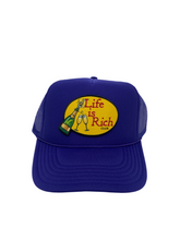 Load image into Gallery viewer, Purple with Celebration Logo - 5 Panel High Crown Trucker Hat
