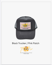 Load image into Gallery viewer, Black with Pink Patch - 5 Panel High Crown RS Trucker Hat
