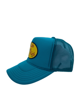 Load image into Gallery viewer, Jade with Celebration Logo- 5 Panel High Crown Trucker Hat
