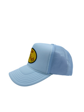 Load image into Gallery viewer, White with Celebration Logo- 5 Panel High Crown Trucker Hat
