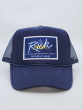 Load image into Gallery viewer, Navy Blue with Navy Blue Patch - 5 Panel High Crown RS Trucker Hat
