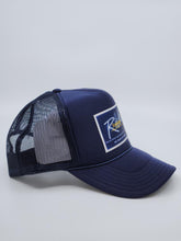 Load image into Gallery viewer, Navy Blue with Navy Blue Patch - 5 Panel High Crown RS Trucker Hat
