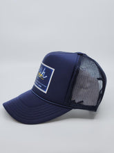 Load image into Gallery viewer, Navy Blue with Navy Blue Patch - 5 Panel High Crown RS Trucker Hat
