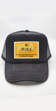 Load image into Gallery viewer, Black with Gold Patch - 5 Panel High Crown RS Trucker Hat
