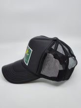 Load image into Gallery viewer, Black with Hunter Green Patch - 5 Panel High Crown RS Trucker Hat
