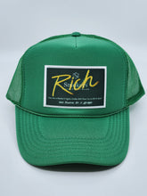 Load image into Gallery viewer, Kelly Green with Hunter Green Patch - 5 Panel High Crown RS Trucker Hat
