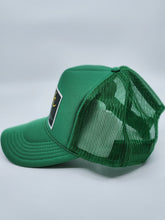 Load image into Gallery viewer, Kelly Green with Hunter Green Patch - 5 Panel High Crown RS Trucker Hat
