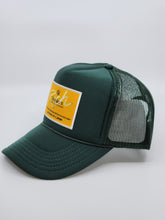 Load image into Gallery viewer, Hunter Green with Gold Patch - 5 Panel High Crown RS Trucker Hat
