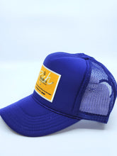 Load image into Gallery viewer, Purple with Gold Patch - 5 Panel High Crown RS Trucker Hat
