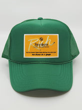 Load image into Gallery viewer, Kelly Green with Gold Patch - 5 Panel High Crown RS Trucker Hat
