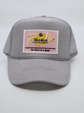 Load image into Gallery viewer, Cool Grey with Pink Patch - 5 Panel High Crown RS Trucker Hat
