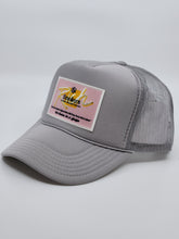 Load image into Gallery viewer, Cool Grey with Pink Patch - 5 Panel High Crown RS Trucker Hat
