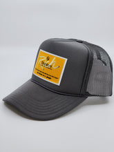 Load image into Gallery viewer, Charcoal Grey with Gold Patch - 5 Panel High Crown RS Trucker Hat
