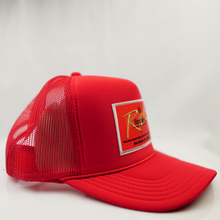 Load image into Gallery viewer, Red with Red Patch- 5 Panel High Crown RS Trucker Hat
