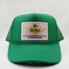 Load image into Gallery viewer, Kelly Green with Pink Patch - 5 Panel High Crown RS Trucker Hat
